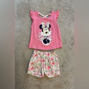 Girls Disney Minnie Mouse Floral Pink Set Size 4T